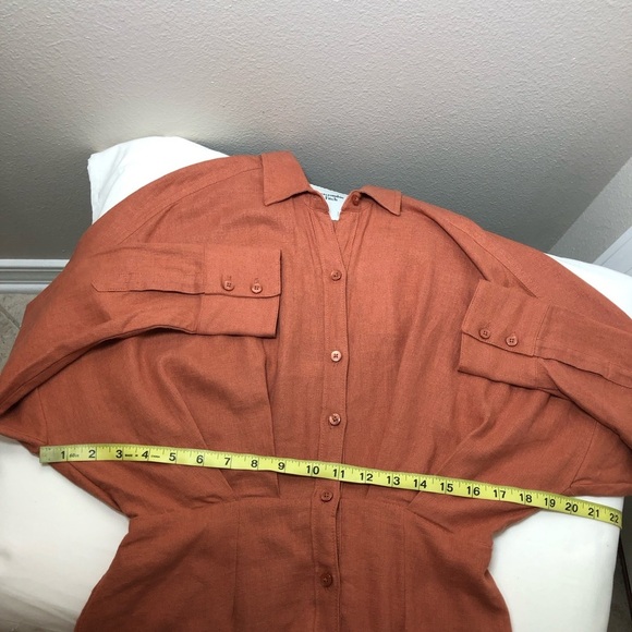 Abercrombie & Fitch Linen Button Down Lined Long Sleeve Rusty Shirt Dress XSP - Picture 11 of 16